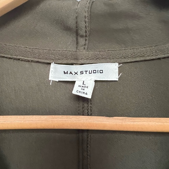 Max Studio Olive Trench Coat - Picture 2 of 4